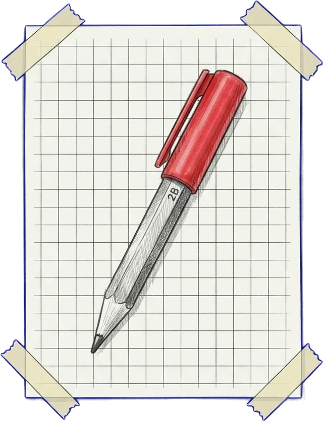 A short 2B pencil stub with a red marker cap