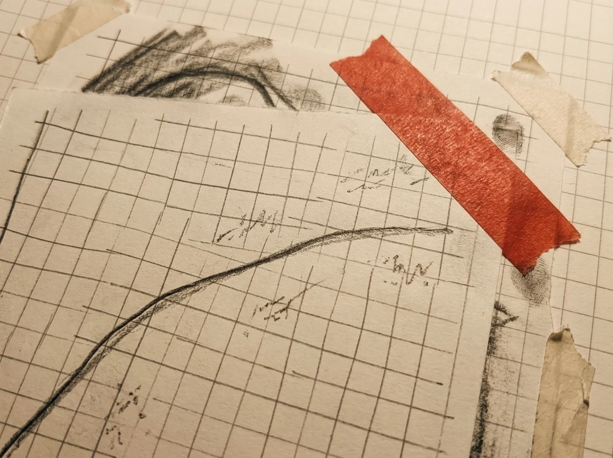 Close detail of the pencil curve